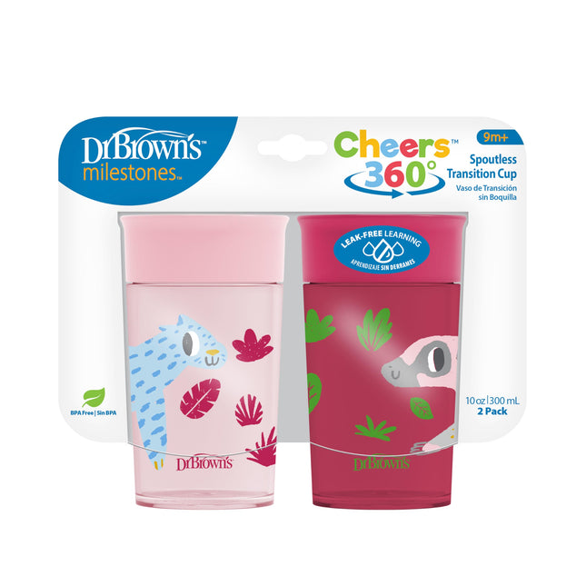 Dr. Brown's Milestones Cheers360 Cup, Pink & Red, 10 oz, 2 PK