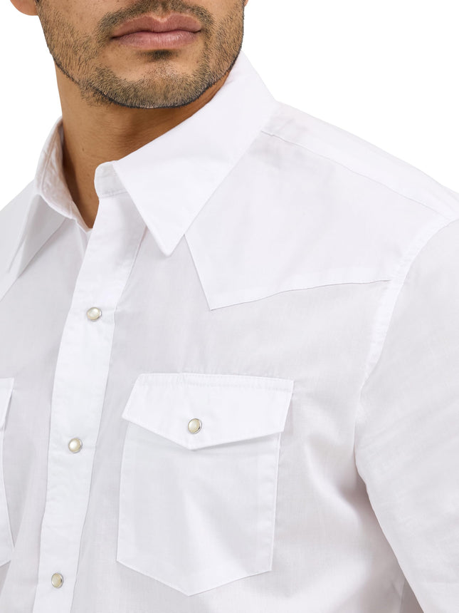 Wrangler Men's Sport Western Basic Two Pocket Short Sleeve Snap Shirt, White, 2X Tall