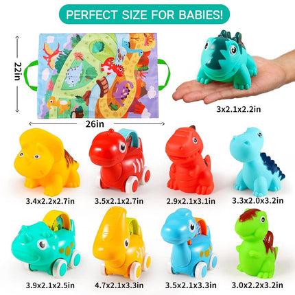 ALASOU Dinosaur Car Toys for 1 Year Old Boy Gifts with Playmat/Storage Bag