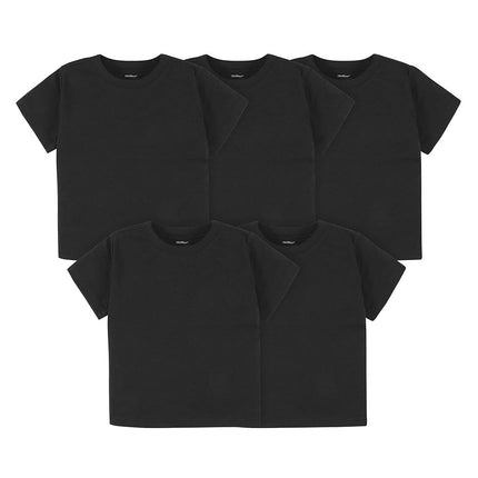 Gerber Baby Toddler 5-Pack Solid Short Sleeve T-Shirts Jersey 160 GSM, Black, 4T
