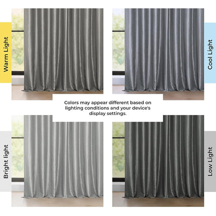 HPD Half Price Drapes Blackout Vintage Textured Faux Dupioni Curtain (1 Panel), Polyester & Polyester Blend, Storm Grey, 50 X 96