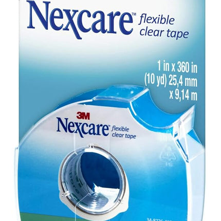 3M 77 Nexcare Flexible Clear First Aid Tape: 1 in. x 30 ft. (Clear) +with Dispenser