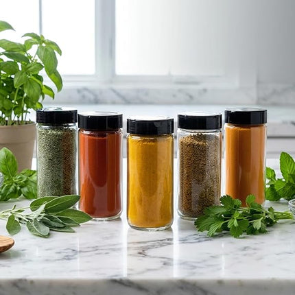 JARMING COLLECTIONS 16oz Glass Spice Shakers with Lids – Set of 2 Large Seasoning Containers with Shaker Tops for Kitchen, Pantry & Herb Storage