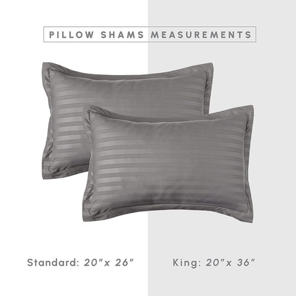 Elegant Comfort Silky Soft 8-Piece Dobby Stripe Bed-in-a-Bag Comforter Set, includes 4pc Smart Sheet Set, Bed Skirt, Comforter, Matching Pillowcases and Shams - Twin/Twin XL, Gray