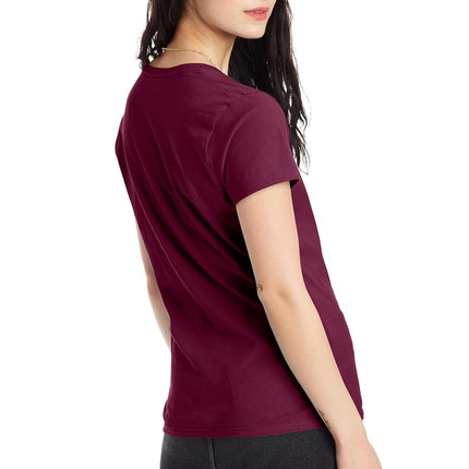 Hanes Women's Lightweight Nano T-Shirt, Maroon, Large