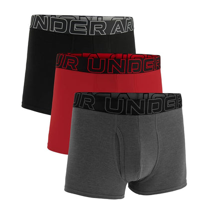 Under Armour Men's 3-Pack Performance Cotton Boxer Brief, 3" Inseam, All-Day Comfort & Ultra-Soft, Castlerock Heather - Core, XL