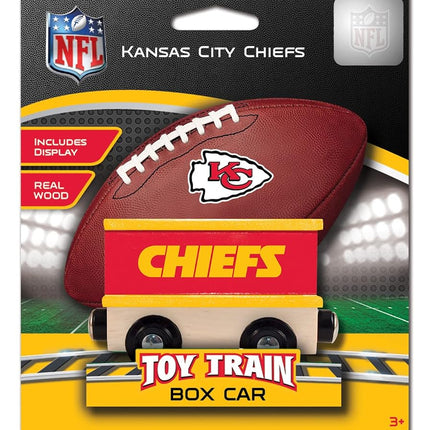 MasterPieces NFL Kansas City Chiefs Vagón de tren de juguete de madera real, 16.5 cm x 14 cm x 5 cm