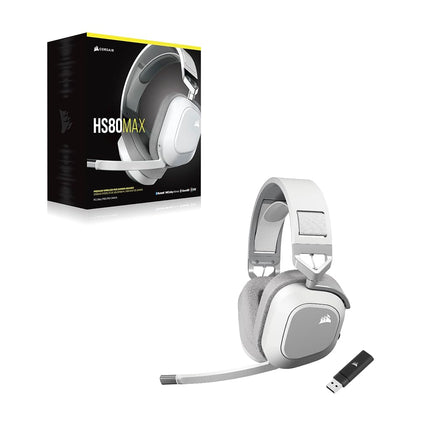 Corsair HS80 MAX WIRELESS Multiplatform Gaming Headset with Bluetooth – Dolby Atmos – Broadcast Quality Microphone – iCUE Compatible – PC, Mac, PS5, PS4, Mobile – White