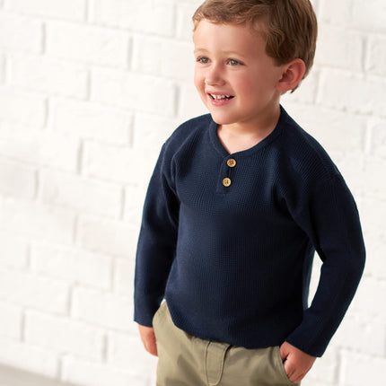 Suéter Henley Gerber para bebé y niño pequeño, azul, 18 meses