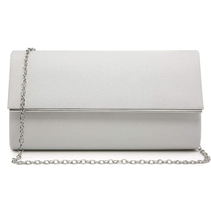 Dasein Bolso de Noche para Mujer, Brillante, con Purpurina, de Mano, para Boda, Fiesta, Cóctel, Graduación, Blanco, Talla Única