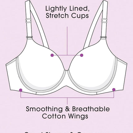 Soutien-gorge T-shirt en coton extensible 360 Fit for Me Plus Size Fruit of the Loom pour femme, couleur noir, 38DD