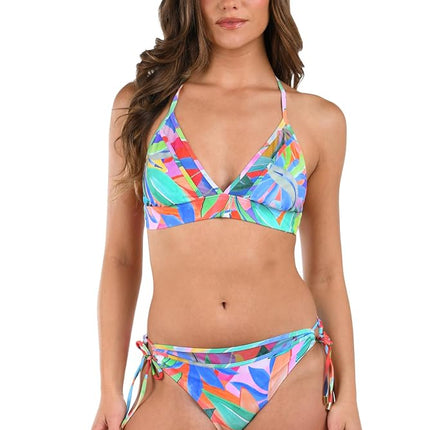 La Blanca Women's Banded Halter Bikini Swimsuit Top, Multi//Tropi-Flage, 4