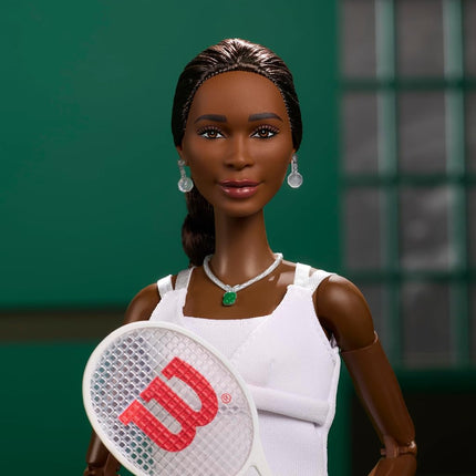 Barbie Inspiring Women Series, Venus Williams Fashion Doll With Signature Tennis Uniform and Racket, Includes Displayable Packaging, HRM49