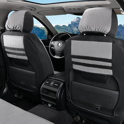 Coverado Car Seat Covers Front, Canvas Universal Seat Covers for Cars, 2-Pack Car Seat Cushions, Auto Seats Protectors for Kids & Dogs, Driver Seat Covers Fit for Most Vehicles Trucks SUVs/Gray
