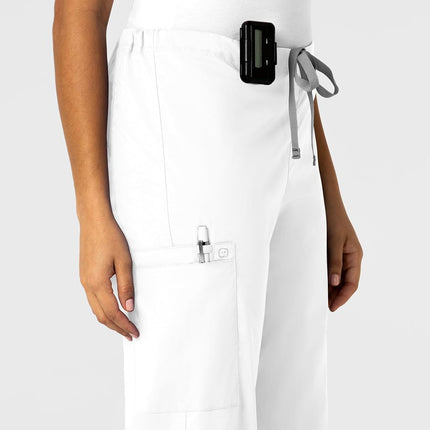 WonderWink Women's Petite Plus Drawstring Cargo Pant-Tall, White, XX-Large Tall
