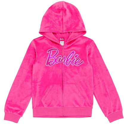 Barbie Velour Matching Family Zip Up Hoodie Pants Outfit Set Newborn to Adult Sizes (Newborn - 2XL), Pink, Medium