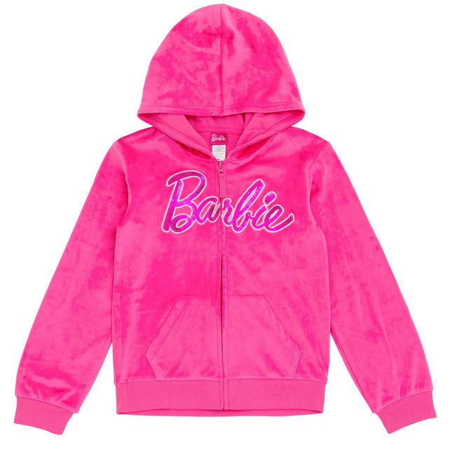Conjunto de Sudadera con Capucha y Cremallera y Pantalones Barbie Velour a juego para toda la familia, desde recién nacidos hasta adultos (recién nacido - 2XL), Rosa, Mediano