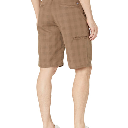 Dickies Shorts de hombre Flex Regular Fit a cuadros con frente plano de 11 pulgadas, Mushroom, 30