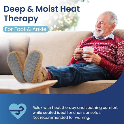 REVIX Microwavable Booties, Foot Warmers, Heated Slippers, Mocha L