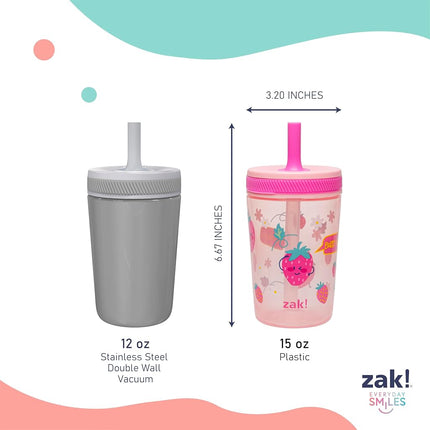 Zak Designs Unicorn-Happy Skies Kelso 15oz Leak-Proof Toddler Cups, 2-Pack
