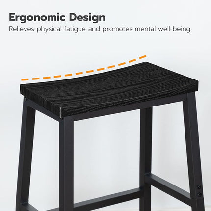 HOOBRO Bar Stools, Set of 2 Bar Chairs, Saddle Stools, Kitchen Counter Stools with Footrests, Industrial Stools for Dining Room, Kitchen, Counter, Bar, Black BB02MD01