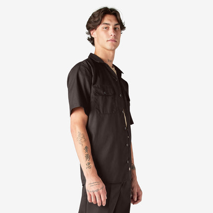 Camisa de trabajo de manga corta Dickies para hombre, XLT, Marrón Oscuro