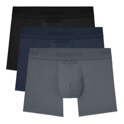 Caleçons Tommy John Second Skin pour hommes - Paquet de 3 - Sous-vêtements confortables, respirants et doux pour hommes (Noir/Turbulence/Bleu marine, XXL)
