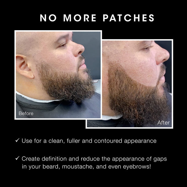 Crayon de remplissage pour barbe Pacinos - Imperméable, couvrance longue durée et fini naturel - Barbe, moustache et sourcils - Pointe micro-fourchue pour une application sans traces - Inclut une brosse à poils pour estomper (Noir)