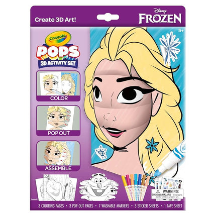 Crayola POPS 3D Frozen Activity Set, Kids Coloring Set & Craft Kit, Includes Stickers & Markers, Frozen Gift for Girls & Boys, 5+