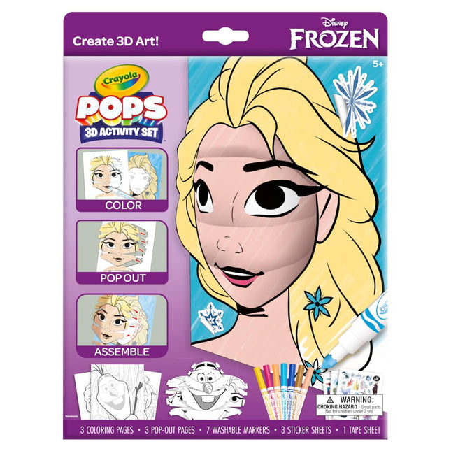 Crayola POPS 3D Frozen Activity Set, Kids Coloring Set & Craft Kit, Includes Stickers & Markers, Frozen Gift for Girls & Boys, 5+