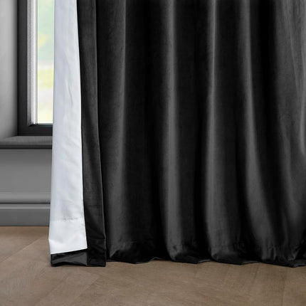 HPD Drapes Heritage Velvet Plush Curtains 108 Drop Blackout Curtains Bedroom Living Room 50 x 108 Inch 1 Panel Black