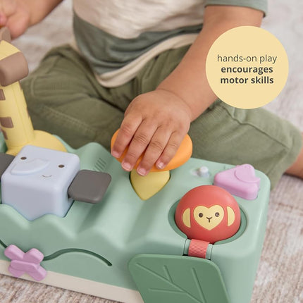 Skip Hop Tummy Time & Sitting Play Cause and Effect Musical Development Child Toy with 12 Animal Sounds, Lights, Music and 6 Activities, Geometric Wonders 2 in 1 Striking Bank