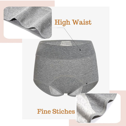 Women's Washable Incontinence Underwear 3 Pack, High Waist Leakproof Ladies Panties, Reusable Incontinence Briefs for Bladder Leakage Protection(XL-Waist: 22.8''~42.5'')