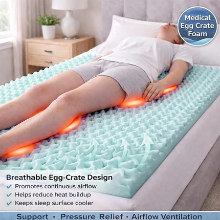 DMI Foam Mattress Topper, Egg Crate Foam Pad, Mattress Pad and Bed Topper for Support, Air Circulation, Pressure Relief and Weight Distribution, Hospital Size Mattress, 33 x 72 x 4