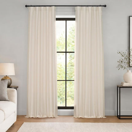 HPD Half Price Drapes Faux Silk Blackout Curtains 120 Inches Long for Bedroom & Living Room Vintage Textured Blackout Curtain (1 Panel), 50W x 120L, Off White