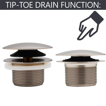 Westbrass 493144H-07 12" & 4" Bath Waste & Overflow Assembly with Tip-Toe Drain Plug and Illusionary Faceplate-SCH. 40 ABS Pipe, 1-Pack, Satin Nickel