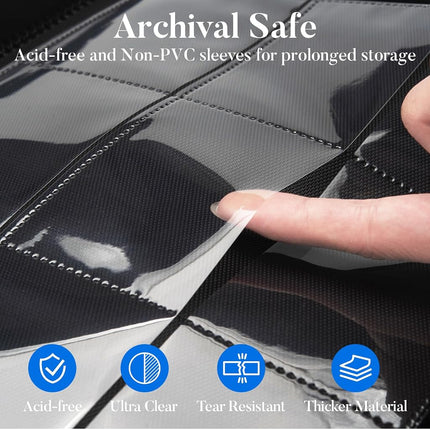 Premium 9 Pocket Card Binder for 540 Cards, Fabmaker PU Cover Trading Card Binder, Sturdy Card Collection Album, Sleek Card Holder Folders for YuGiOh, MTG, TCG, Game Cards & Sports Cards, Navy Blue