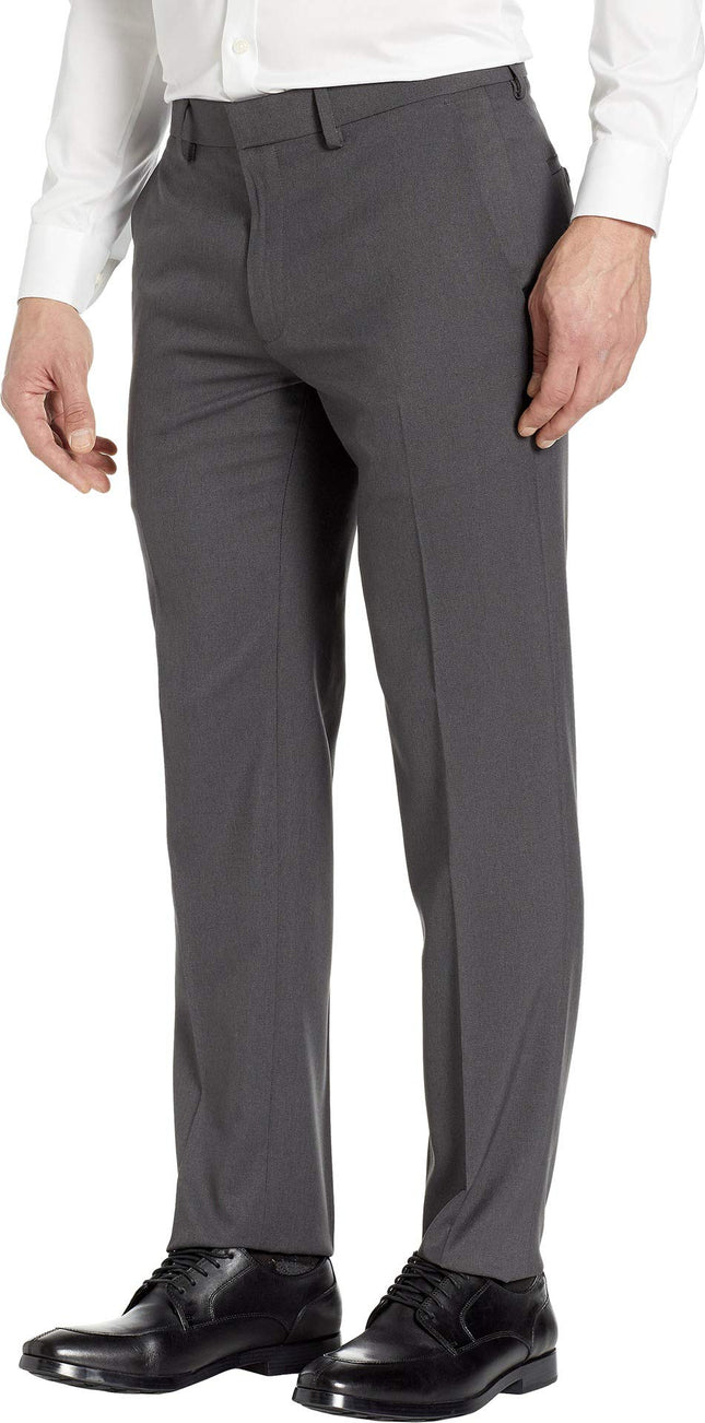 Kenneth Cole REACTION Men's Techni-Cole Mini Check Modern Fit Flat Front Dress Pant, Charcoal, 32Wx32L