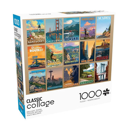 Buffalo Games - Classic Collage - Brilliant Travel - 1000 Piece Jigsaw Puzzle for Adults Challenging Puzzle Perfect for Game Nights - Finished Puzzle Size is 26.75 x 19.75