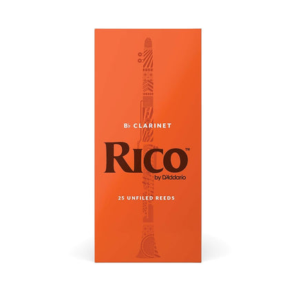 D’Addario Woodwinds - Rico Bb Clarinet Reeds - Reeds for Bb Clarinet - Crafted for Beginners, Students, Educators - Strength 2.0, 25-pack