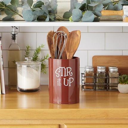 DII Kitchen Accessories Retro Collection Ceramics, Utensil Holder, Cinnamon