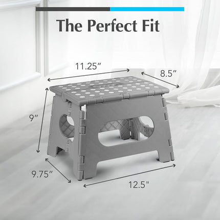 Folding Step Stool - Lightweight, Ultra-Sturdy, Portable & Multi-Functional – Ideal for Adults, Kids, and Seniors – Non-Slip Grip, Easy Storage, and High Weight Capacity. (Grey | 2-Pack)