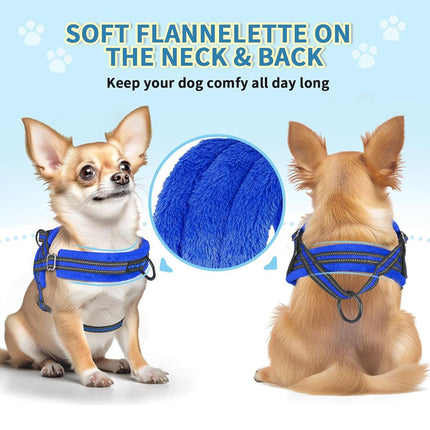 Lukovee Dog Leashes for Small Dogs, Lightweight Soft Small Dog Harness Neck & Chest Adjustable, Reflective Harness Anti-Twis Puppy Harness Vest Harness (Meduim, Blue)