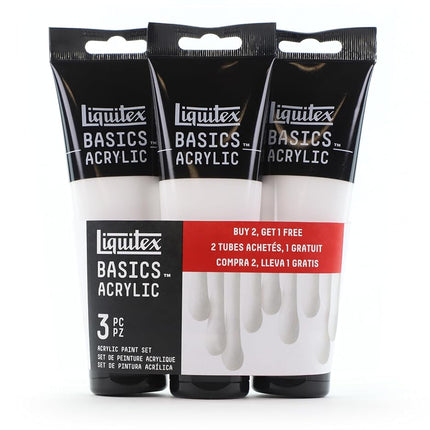 Liquitex 1049432 Peinture Acrylique Basics, tube de 118 ml, Blanc de Titane Lot de 3, 4 fl. oz.