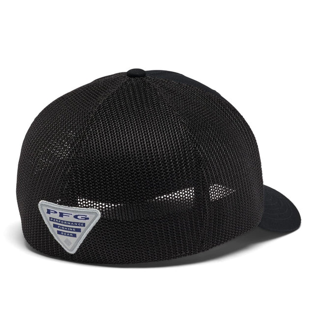 Casquette de baseball en maille PFG Columbia Unisexe – Haute, noir/noir/drapeau de poisson du Mexique, très grand