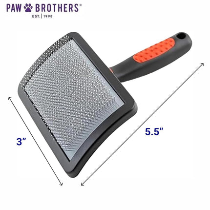 Paw Brothers Soft Pin Curved Slicker Brush for Dogs, Coated Tips, Maximum Coverage, Gentle on Skin, Size 3" x 5.5", Small