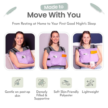 MOYOAMA Post Mastectomy Pillow - Post Surgery Pillow for Car, Breast Reduction & Augmentation Patients, Breast Pillow After Heart Surgery Pillow, Mastectomy Recovery Must Haves, Post Surgery Gift