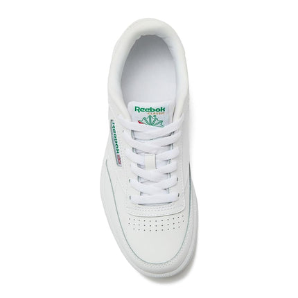 Reebok Boy's Club C Sneaker, White/Glen Green/Vector Blue, 5 Big Kid