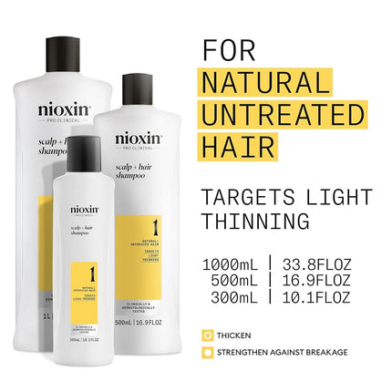Nioxin Cleanser, System 1 (Fine/Untreated/Normal to Thin-Looking), 10.1 Ounce 10.1 oz