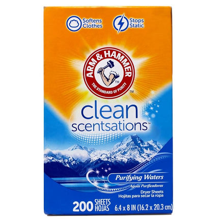 Toallitas suavizantes de tela Arm & Hammer, Purifying Waters, 200 unidades